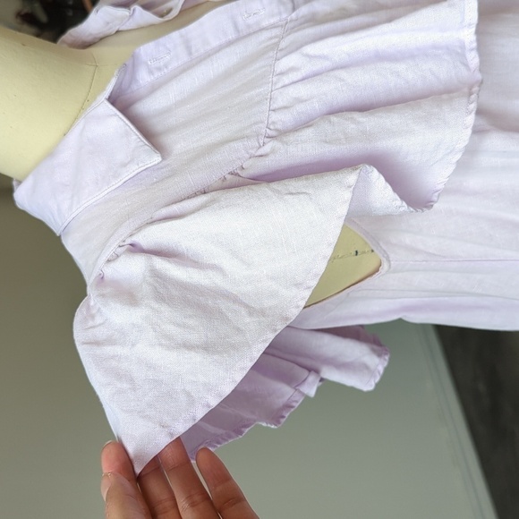 Zara Ruffle Button Down Shift Mini Shirtdress Purple S cottagecore summer linen - Picture 6 of 9